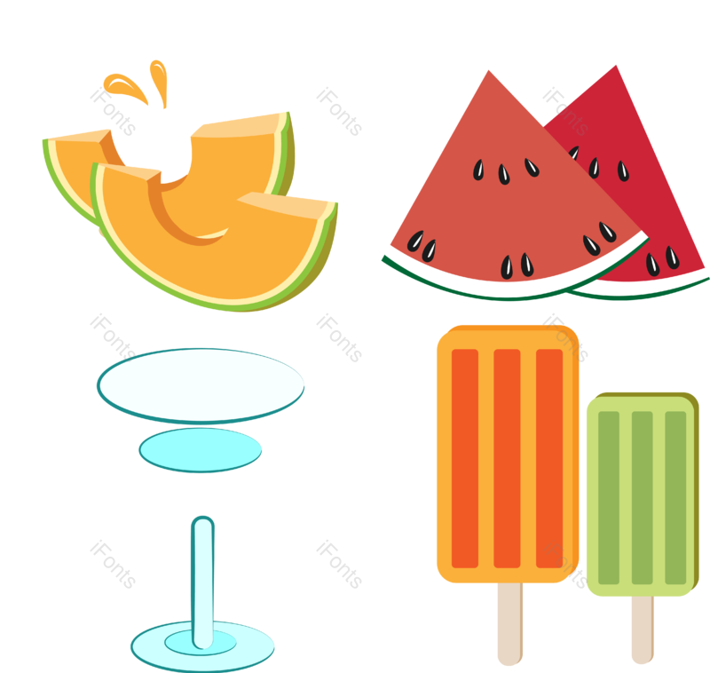 西瓜图片,夏天元素,日本风格PNG,夏日免抠素材